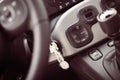Sports car shift lever: Interior of a modern car
