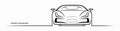 Sports car silhouette, contour with place for company name, text, title. Front view of a supercar. Vector illustration