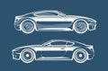 Sports car silhouette. Race, vehicle, automobile icon or logo. Vector illustration