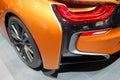 Sports car tail lamp close up shot