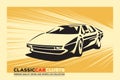 Sports car vector postage stamp