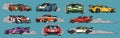 Sports cars set emblems colorful Royalty Free Stock Photo