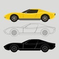 Sports cars vector illustration flat style profile side Royalty Free Stock Photo