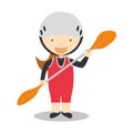 Sports cartoon vector illustrations: Canoe Slalom (female)