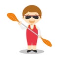 Sports cartoon vector illustrations: Canoe Sprint