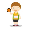 Sports cartoon vector illustrations: Discus Throw Royalty Free Stock Photo