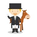 Sports cartoon vector illustrations: Equestrian Dressage