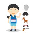 Sports cartoon vector illustrations: Modern Pentathlon (female)