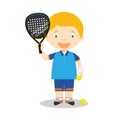 Sports cartoon vector illustrations: Paddle Tennis