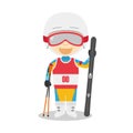 Sports cartoon vector illustrations: Skiing Royalty Free Stock Photo