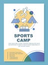 Sports championship bootcamp, brochure template layout. Flyer, booklet, leaflet print design with linear illustrations Royalty Free Stock Photo