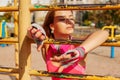 Sports Confident Girl Trains On A Sports Ground, Leads A Healthy Lifestyle