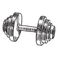 Sports dumbbell for gymnastics sketch isolated.