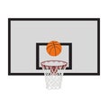 Sports equipment. Basketball hoop with net and ball, flat vector illustration. Royalty Free Stock Photo