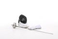 Sports equipment for fencing on a white background