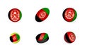 Sports equipment with flag of Afghanistan. Sports icon set