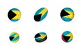 Sports equipment with flag of The Bahamas. Sports icon set
