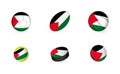 Sports equipment with flag of Palestine. Sports icon set