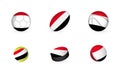 Sports equipment with flag of Yemen. Sports icon set