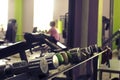 Sports equipment in the gym for exercise