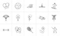 Sports and equipment hand drawn outline doodle icon set. Royalty Free Stock Photo