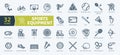 Sports Equipment Icons Pack. Thin line icons set