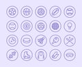 Sports Equipment Line Icon. Vector Illustration Flat style. Included Icons as Sport Balls, Basketball, Handball Royalty Free Stock Photo