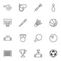 Sports equipment line icons set Royalty Free Stock Photo