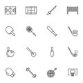 Sports equipment line icons set Royalty Free Stock Photo