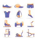 Sports equipment and objects icons Royalty Free Stock Photo