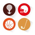 Sports equipment set icons Royalty Free Stock Photo