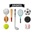 Sports equipment set icons Royalty Free Stock Photo