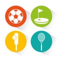 Sports equipment set icons Royalty Free Stock Photo