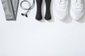 Sports equipment on white background