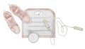 Sports exercise equipment on white isolated background. Hand drawn watercolor illustration of female Fitness accessories