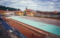 Sports field of high school in Brasov, Romania Royalty Free Stock Photo