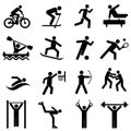 Sports, fitness, activity and exercise icons