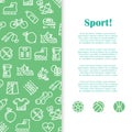 Sports and fitness banner template with line icons