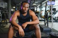 Sports, fitness, healthy lifestyle. African man in the gym. Royalty Free Stock Photo