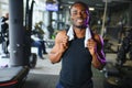 Sports, fitness, healthy lifestyle. African man in the gym. Royalty Free Stock Photo