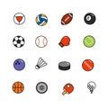 Sports Flat Line Icons Set vector illustration