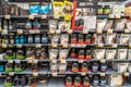 Sports food supplements in packs of various types Royalty Free Stock Photo