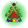 Balls for snooker are on green table logo Royalty Free Stock Photo