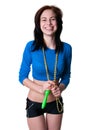 Sports girl with skipping rope Royalty Free Stock Photo
