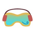 Sports goggles for snowboarding or alpine skiing. An item of equipment for men or women. Winter sports. Flat vector