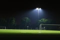 Sports ground illuminated under lights in the night