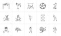Sports and fitness hand drawn outline doodle icon set. Royalty Free Stock Photo
