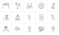 Sports and fitness hand drawn outline doodle icon set. Royalty Free Stock Photo