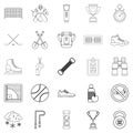 Sports hall icons set, outline style