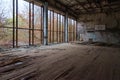 Sports Hall of swimming pool Azure in dead abandoned ghost town of Pripyat in Chernobyl alienation zone, Ukraine